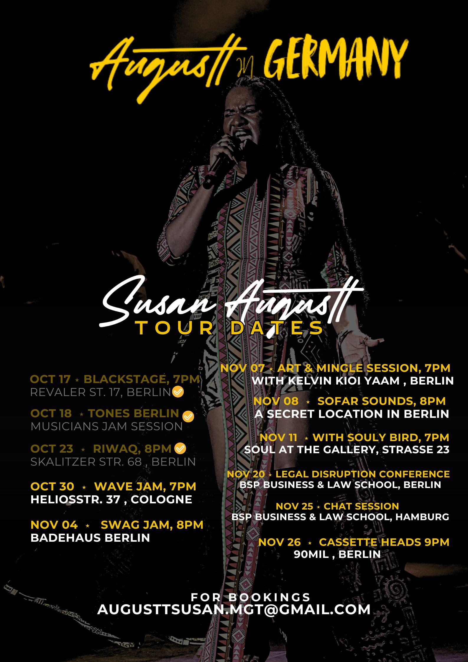 Susan Augustt German Tour